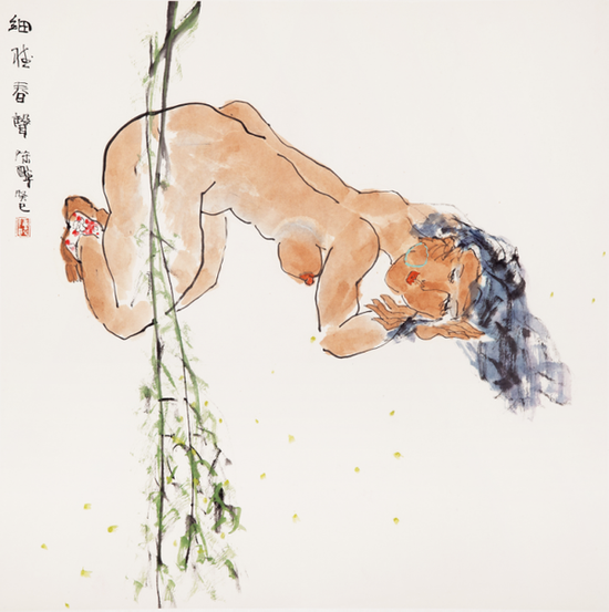 16 陈醉《细听春声》 2013年68× 68cm