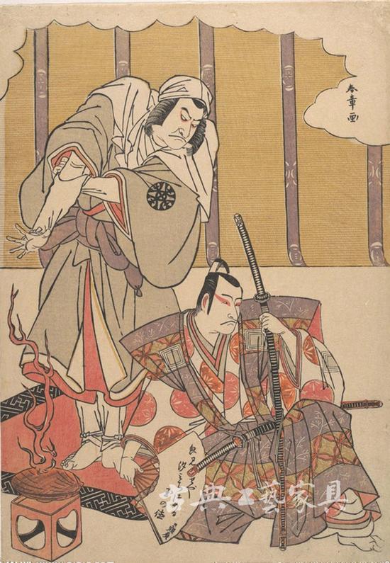 　　浮世绘中的日本武士形象。难以想象清心静意的茶与充满戾气的武士有什么关系。但事实是，茶可破闷、降火，武士们希望通过饮茶化去身上的血腥与戾气。
