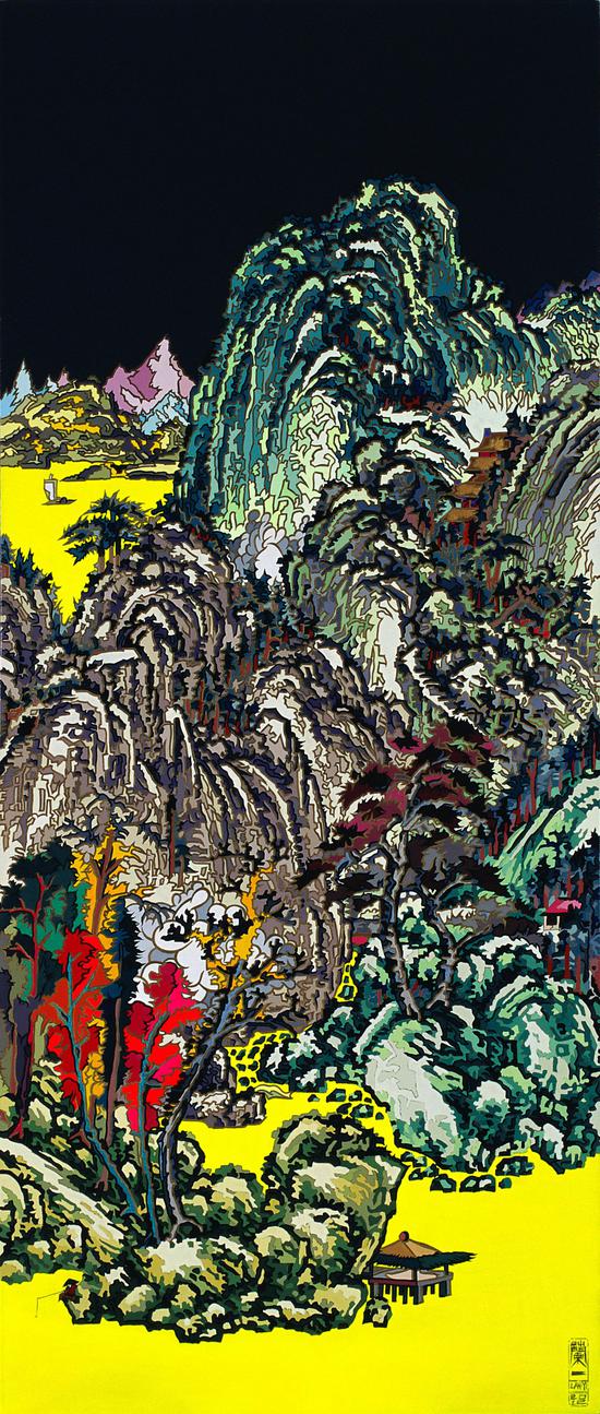 兰益 [乌托邦风景5号Utopia Paysage No.5]190x80cm，布面丙烯、乙烯、金漆、银漆，2012年-