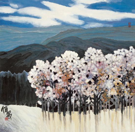 杨佴旻-《山》66×69cm-2001年作-纸本设色