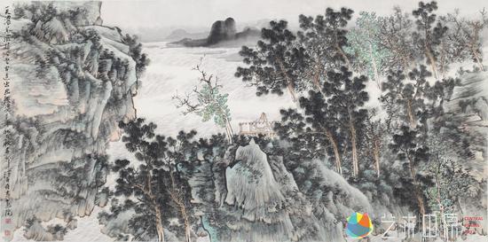 《一天浓墨泼将去 云间透出幽淡姿》 248X124cm