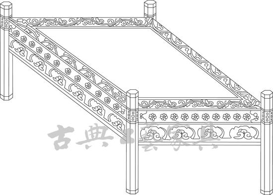 图2 南宋 李嵩《罗汉图》中的长凳线描图