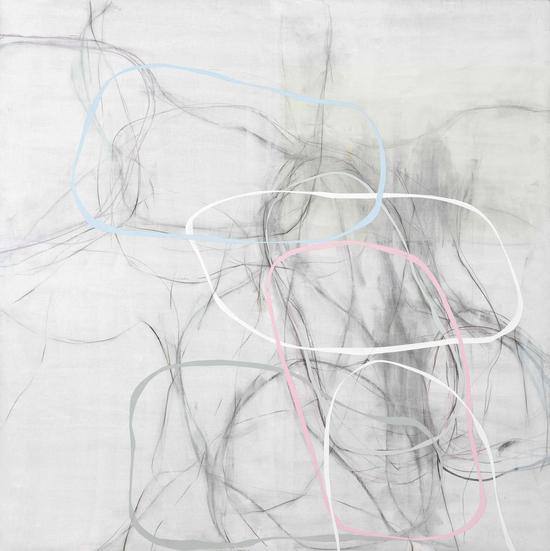 　　周力，《线-白影 之二》+Lines - White Shadow No.2 , 综合材料+Mixed media on canvas，200x200cm,2016-min