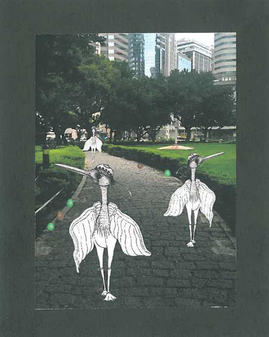 0李黎《Egret in Macau-Scene design Ⅰ》纸质、手绘+影像合成，2016
