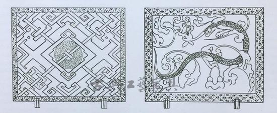 　　图2 湖南马王堆一号墓出土西汉（约公元前168年制）云龙纹漆屏风，高62厘米，长72厘米。（湖南省博物馆藏）