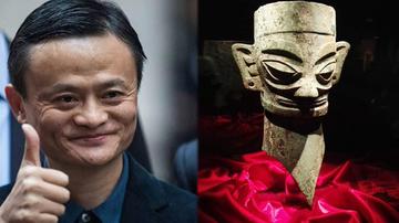 马云撞脸三星堆青铜人头像