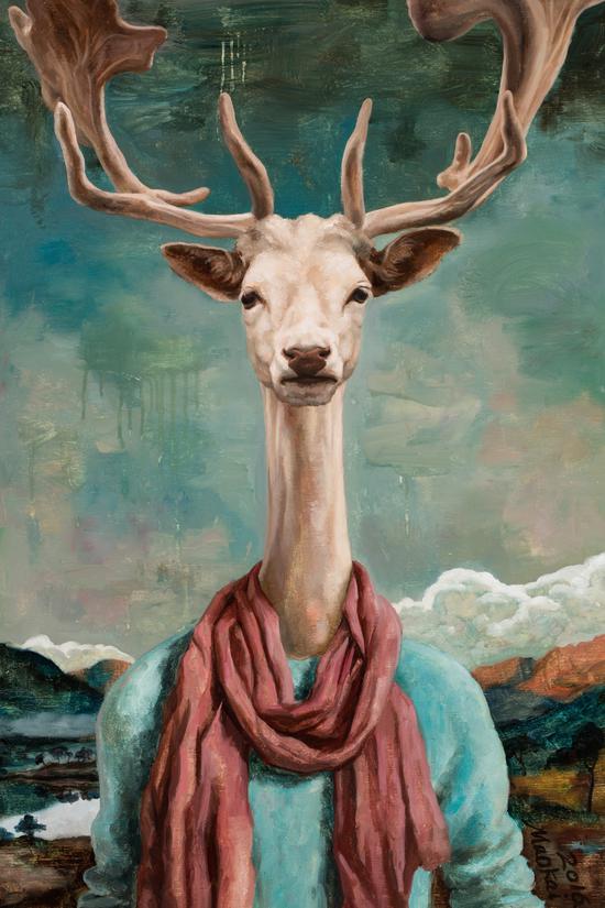 毛锎 2016《高等动物10号》布面油画