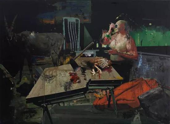 宋朋 变装与死亡  2016  布面丙烯  155×210cm