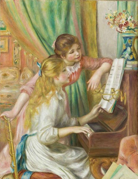 雷诺阿《弹钢琴的少女》