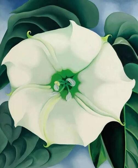2014年,女性艺术家乔治亚·欧姬芙(1887-1986)名作《曼陀罗 白花1号》