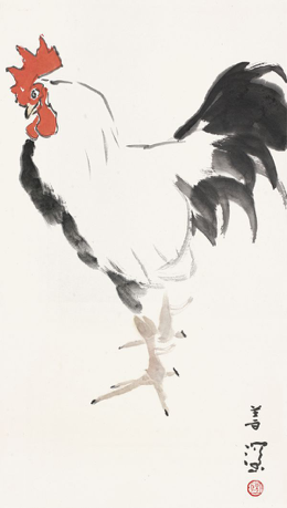 杨善深 雄鸡 立轴 设色纸本 68.5×34cm