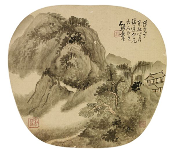 熊景星 山水 扇面 设色纸本 d：24cm

　　注：莫仲予旧藏