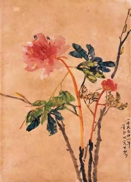 常玉，牡丹，1921。这也是艺术家现存最早的画作