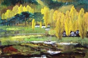 林风眠捐赠给上海中国画院的作品《黄枫》，创作于20世纪50年代。(资料照片)