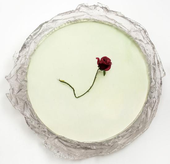 《玫瑰的上升曲线》 布面油画 水晶树脂画框 99 cm 直径
