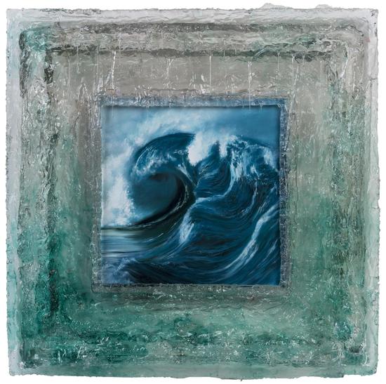 巨浪景觀 No. 10， 布面油画、水晶树脂画框， 59 x 59 cm, 2017
