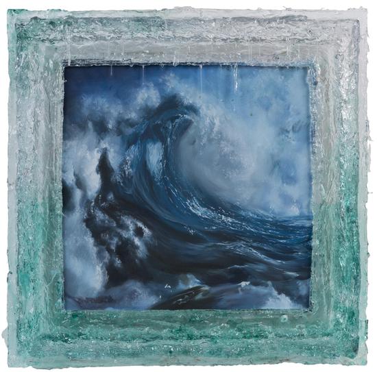 巨浪景觀 No. 8，布面油画、水晶树脂画框, 56x56cm, 2017