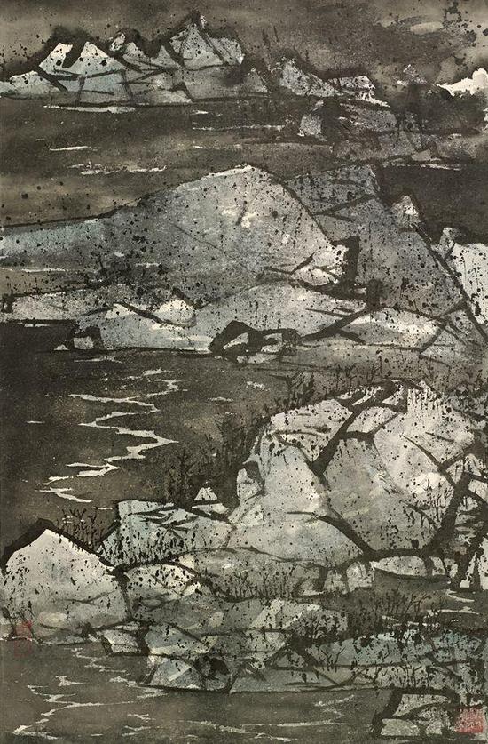 王已千 山水 立轴 设色纸本 94×62cm 