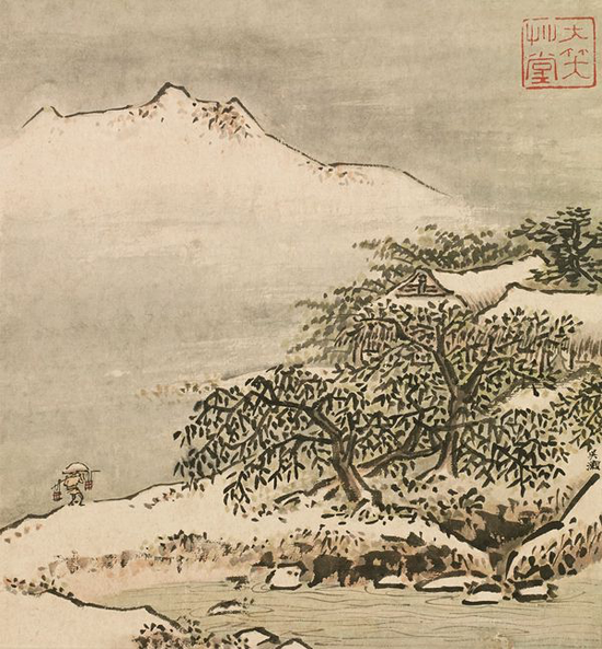 吴灏 山水 镜片 设色纸本 26.5×25cm