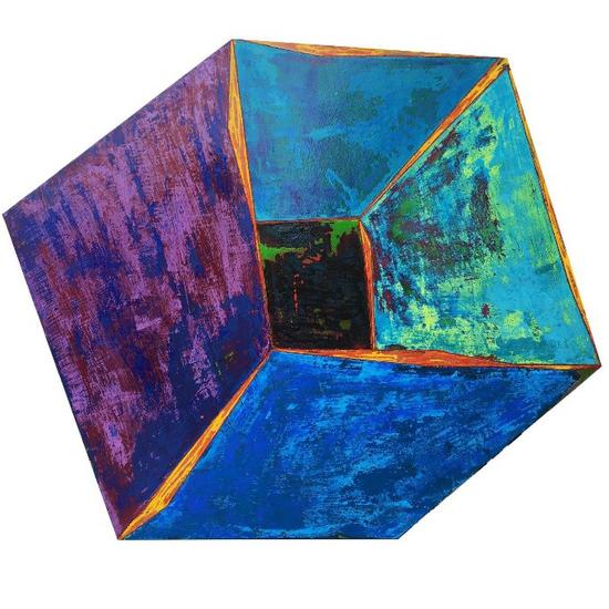 杜飞辰《2号空盒子》2016 坦培拉综合材料 158x158cm