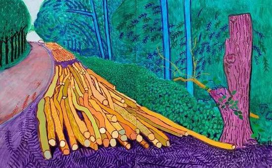 David Hockney, More Felled Trees on Woldgate