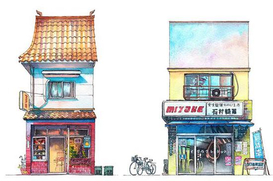 （左）#04 高田区的中国餐馆（右）#05神乐坂和kichijyouji地区的miyake自行车店