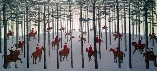 《雪景图》 刘玉洁 140x290cm 布面油画  2014