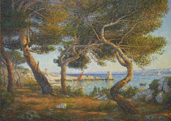 弗朗西斯·毕卡比亚《Les Pins, effet soleil à Saint-Honorat (Cannes)》1905年