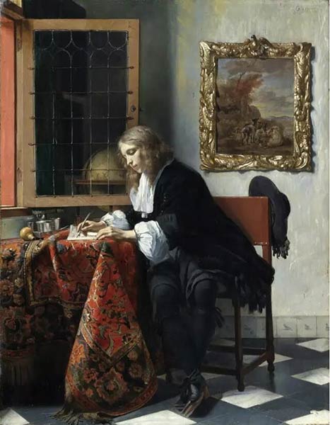 《写信的青年》Gabriel Metsu 1664- 1666年 © Dublin, National Gallery of Ireland