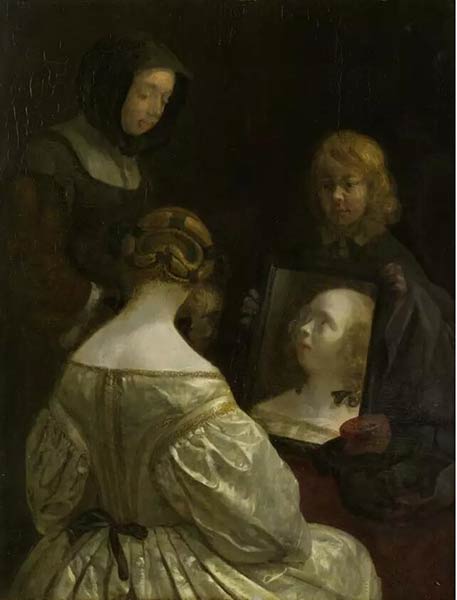 《看镜子的女人》Gerard Ter Borch 1651-1652年 © Amsterdam, The Rijksmuseum