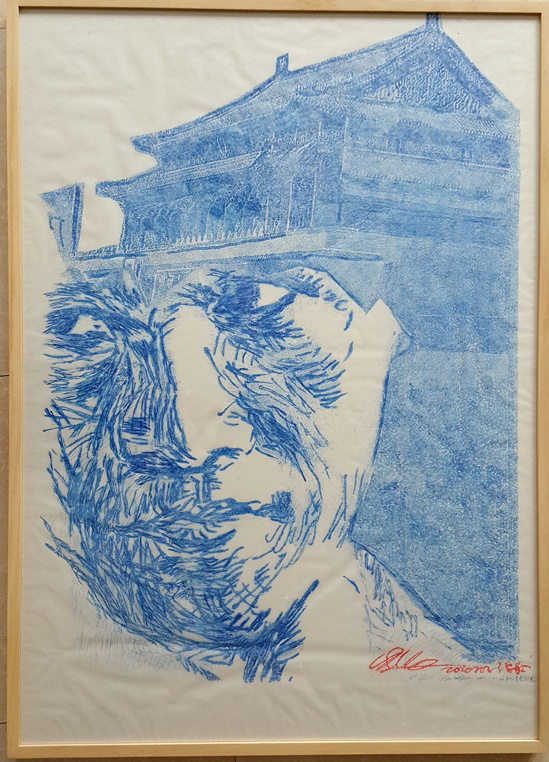 朱发东《名流10-1》，2010，羊皮纸上手绘，130x90cm