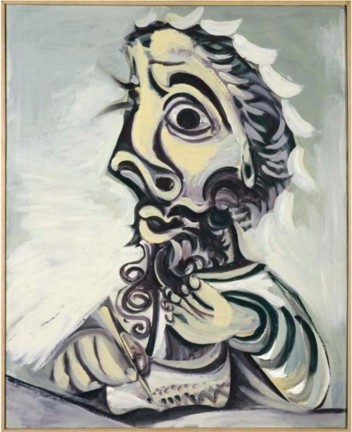 毕加索《写字的男人半身像》，1971年，G rard Blot摄