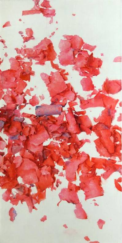 红之一，200×100cm,，布面油画，2016
