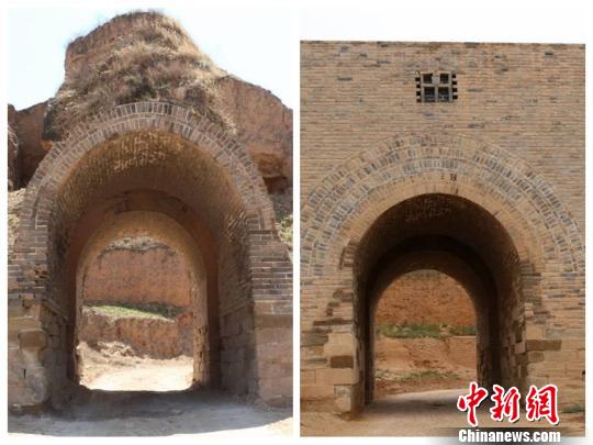 陕西明长城建安堡南门城洞维修前后对比图 西安文物保护修复工程有限公司供图