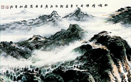 《南岭晴晖》，68X136cm，中国画，2013年，许钦松