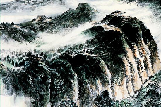 《南岭晴晖》局部