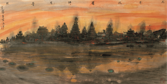 《吴哥依旧 佛光普照》 45×90cm 2010年