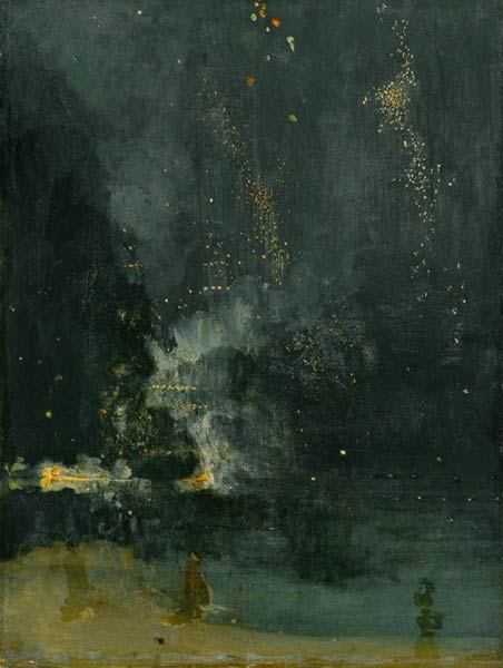 黑与金的夜曲：坠落的烟火，詹姆斯?阿伯特?麦克尼尔?惠斯勒，1875，底特律美术馆藏