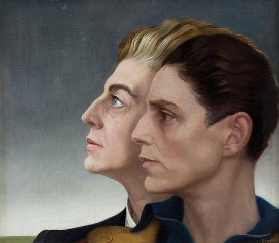 《大奖章（你们我们）》，1937年，格拉克。这幅双重肖像后来成为小说《孤寂深渊》的封面。
