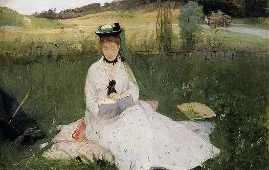 贝尔特?莫里索 Berthe Morisot - Reading with Green Umbrella