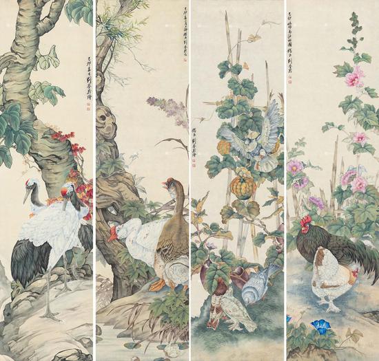 刘奎龄《花鸟四条屏》