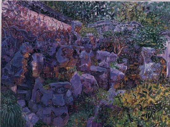 周春芽 上海豫园小景 2013 布面油画 200x250cm