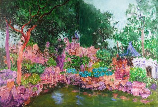 周春芽  豫园（双联画）   布面油画   272cm×204cm×2   2012年