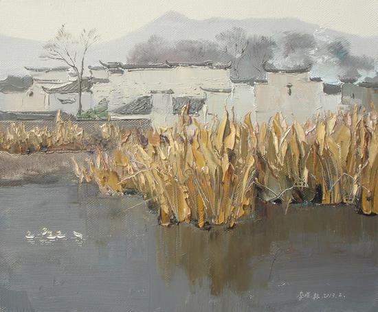 写生作品宏村风景50cmX60cm