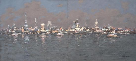 浦江之夜190cmx100cm作者李晓林