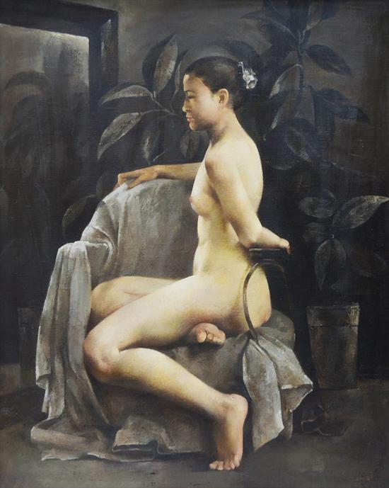 郭润文  画室中的女人体   布面油画   91cm×72cm   2000 年