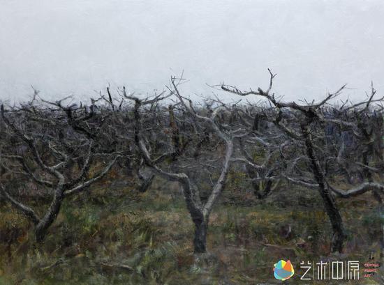 《桃树林》 亚麻布 油彩 97x130cm 2008年