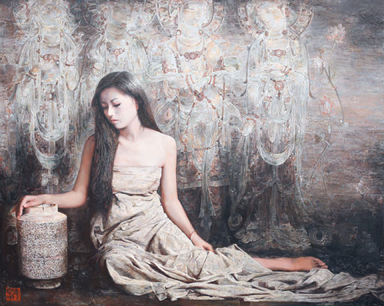 　　李卓  Li Zhuo

　　敦煌系列——追忆  Memory – The Dunhuang Series

　　布面油画  Oil on canvas

　　130x150 cm  2016