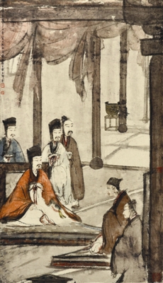 傅抱石《郑庄公见母》立轴,苏宁博物馆藏