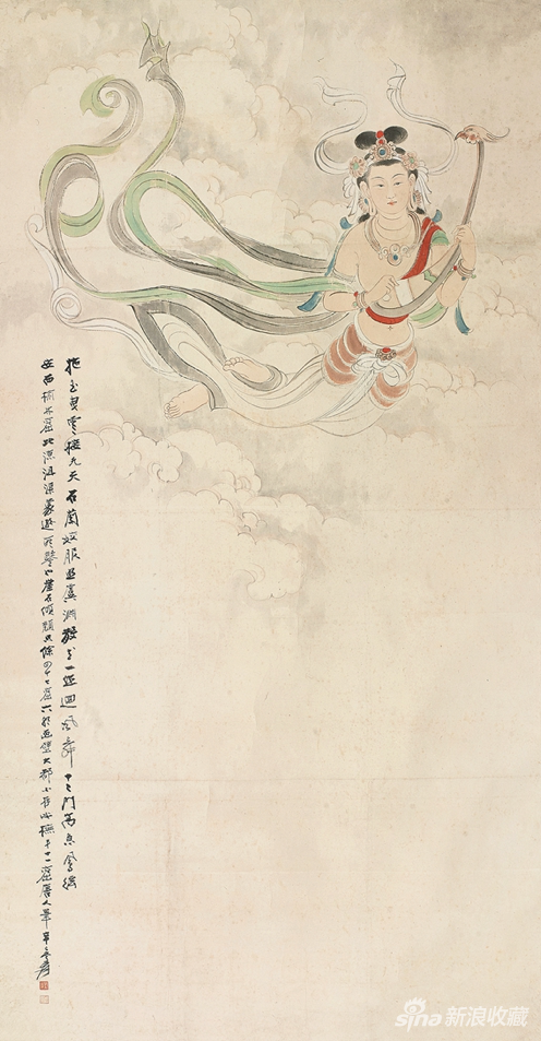 张大千 飞天图 设色纸本 立轴 1941年作 182×94cm